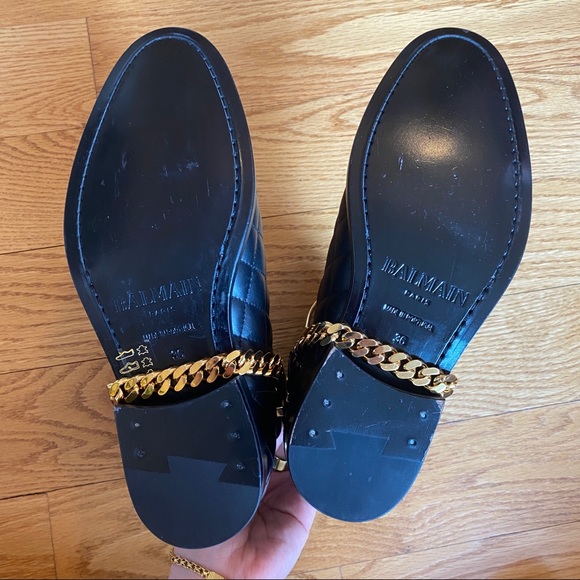 NWT Balmain Quilted Black Leather/Gold Chain Boots - Picture 8 of 13